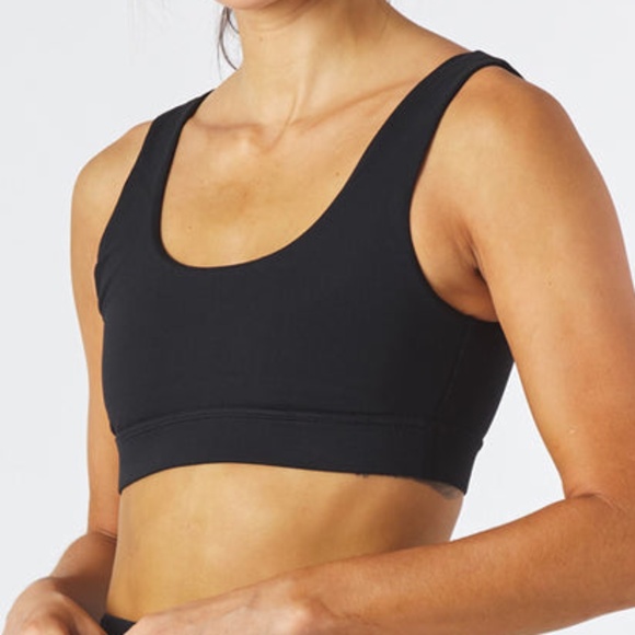 NWT Glyder Splendid Bra XS Black Sports Bra Scoop Neck Medium Support Workout - Picture 1 of 4